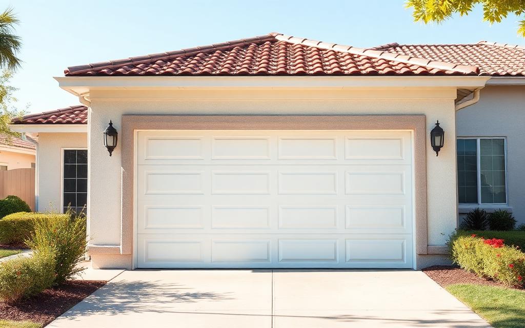 Crew installing a brand new garage door on a home