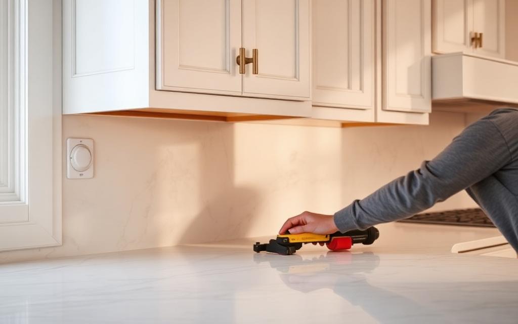 Custom kitchen cabinets, countertops, and island installation
